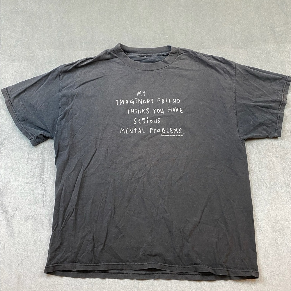 My‎ Imaginary Friend Graphic T Shirt Black Funny Slogan Mens Size XL